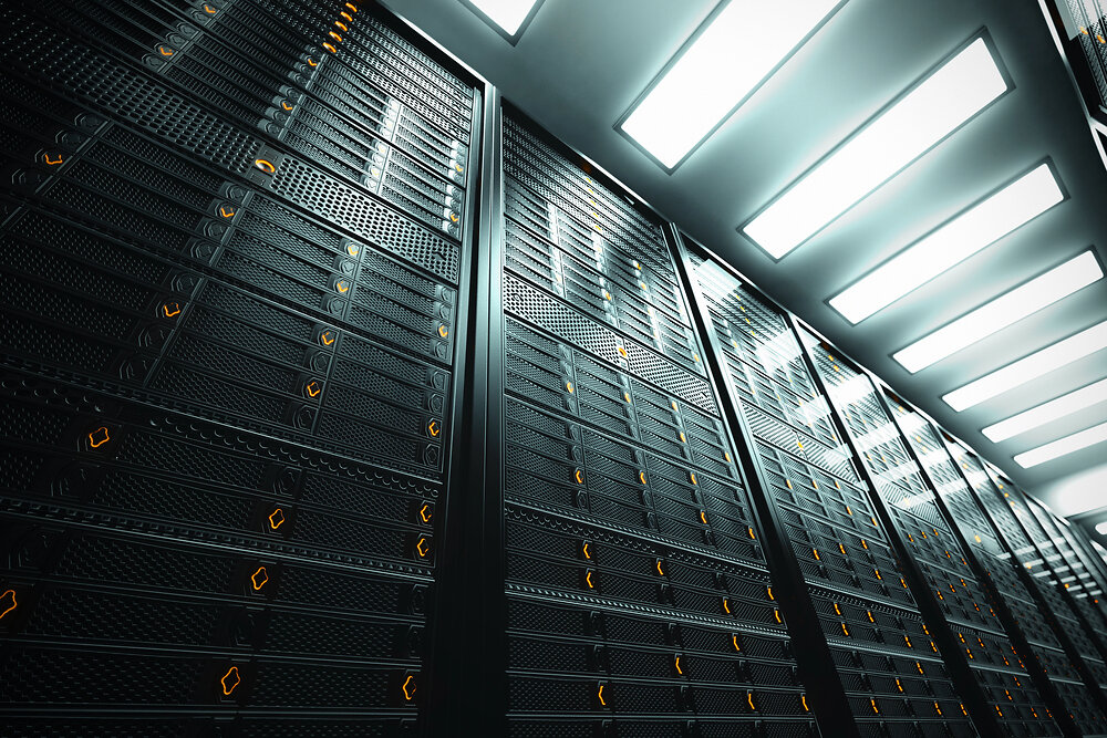 close up of hosting servers