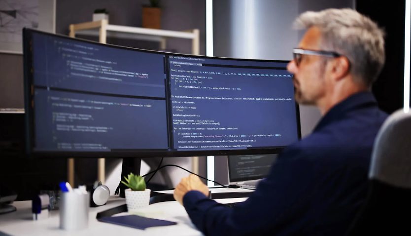 Developer working on code
