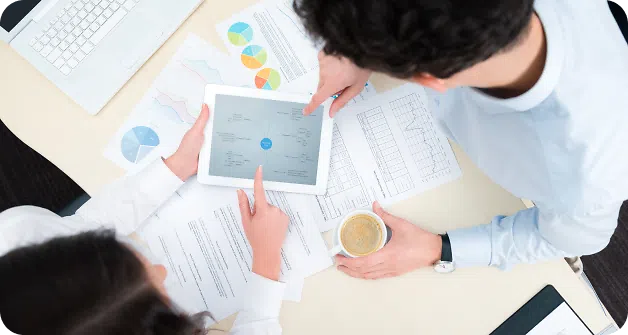 People analysing website graph